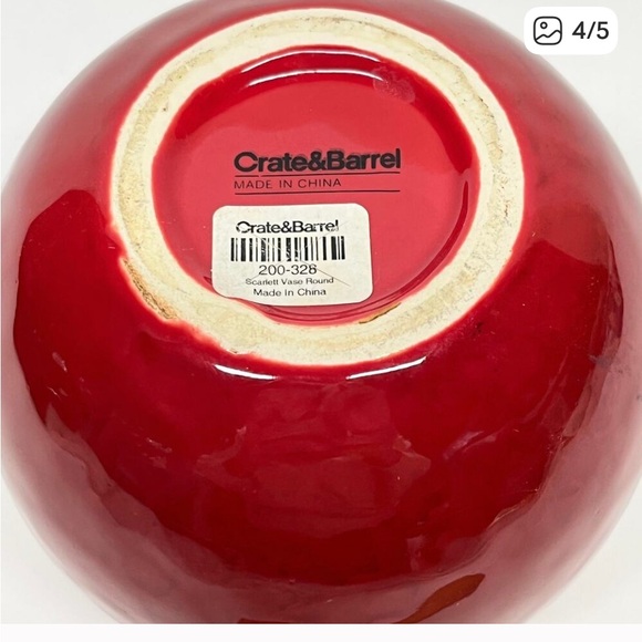 Crate and Barrel Scarlet Round Ceramic Glazed Bud Vase. Set of 3 - Picture 5 of 7